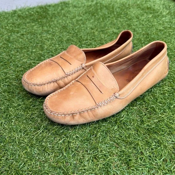 Tods Gommino Driving Loafers Tan Leather Mens Size‎ 39.5 Italy Penny Brown